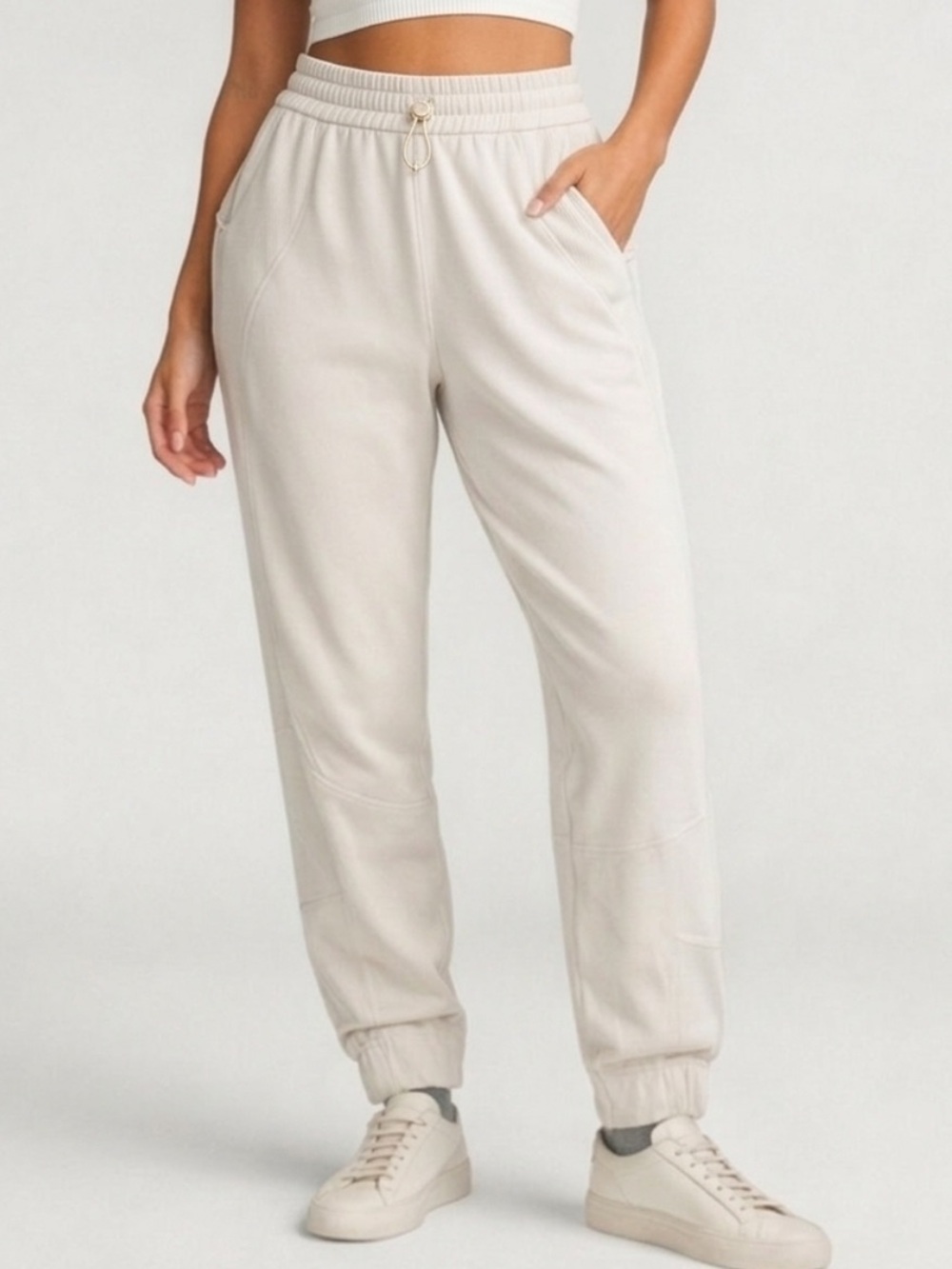 lululemon athletica soft stream high rise bone loggers with Elastic Waist